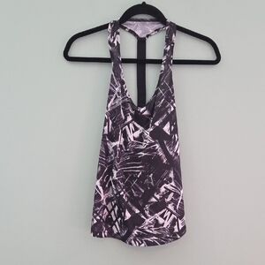 Old Navy Active Go-Dry Black and White Abstract Racerback Tank Top Size M